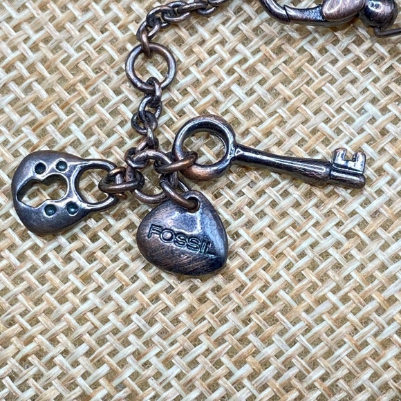 FOSSIL Copper & Black Crystal Glass Beads Necklace Bohemian Minimalist - Picture 2 of 7